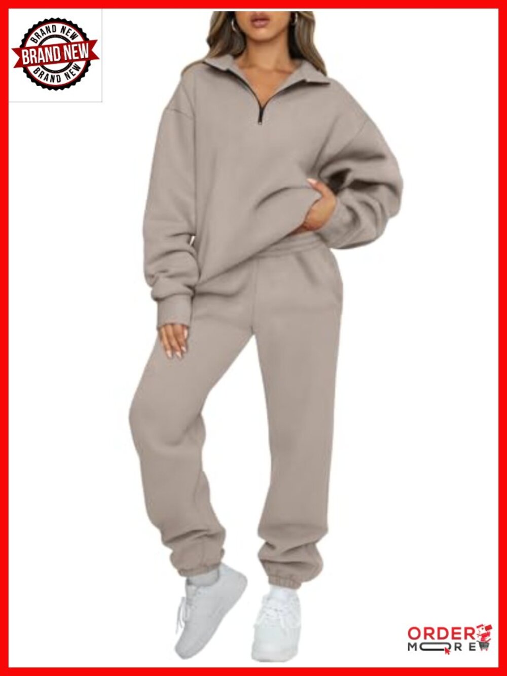 Women's 2 Piece Sweatsuit Lounge Set Half Zip Pullover Sweatpants